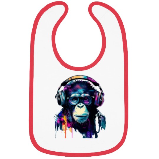 Banksy DJ Monkey with Headphones Bibs