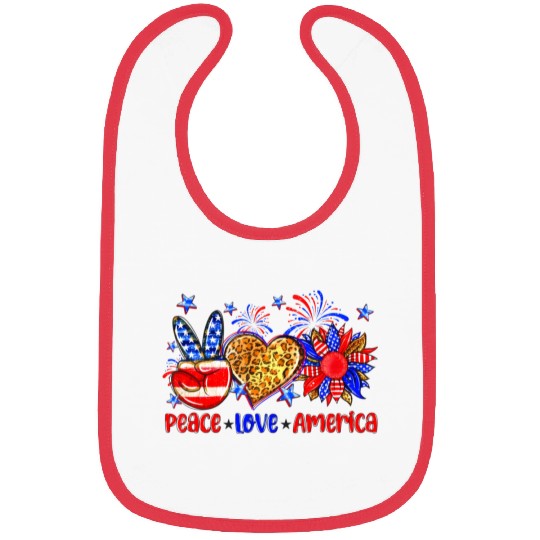 Peace Love America US Flag Fourth Wo 4th Of July P Bibs
