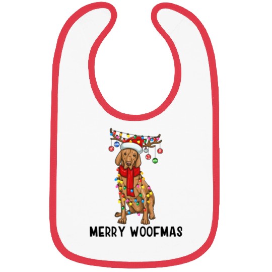 Vizsla Dog Lights Merry Woofmas Bibs