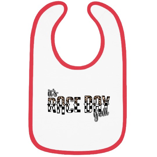 Leopard It'S Race Day Y'All Checkered Flag Racing Bibs