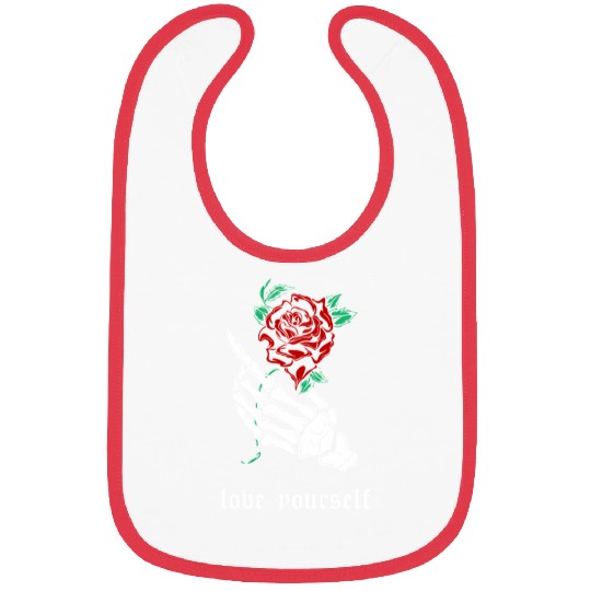 Love Yourself Skeleton Hand Rose Aesthetic Goth Gr Bibs