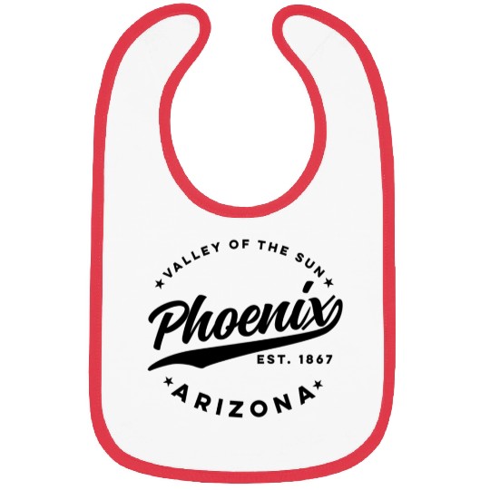 Phoenix Arizonna Valley Of The Sun Black Text Bibs