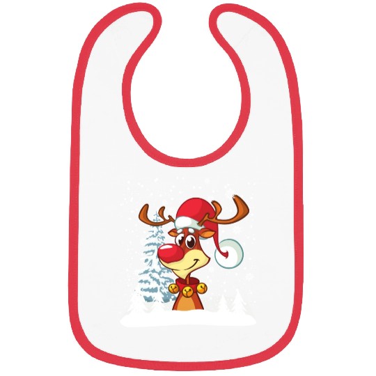 Funny Reindeer Red Nose Santa Snowflake Bibs