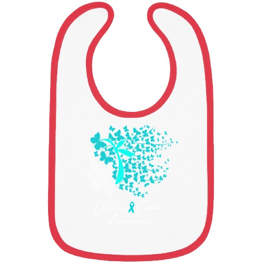 Ovarian Cancer Awareness Teal Butterflies Bibs