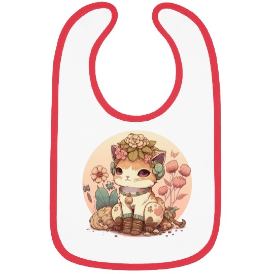 Cottagecore Cute Baby Cat Kitten Flower Anime Sola Bibs