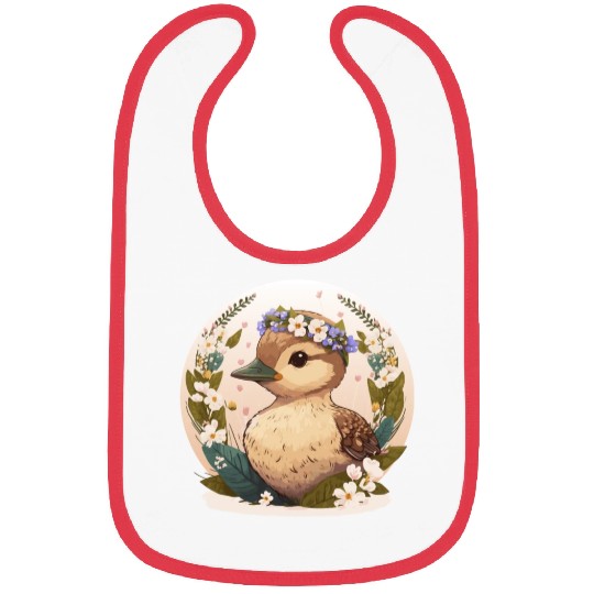 Cottagecore Cute Baby Duck Flower Kawaii Duckling Bibs