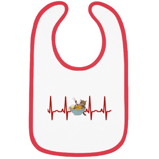Kawaii Anime Cat Eating Ramen Noodles Otaku EKG Bibs