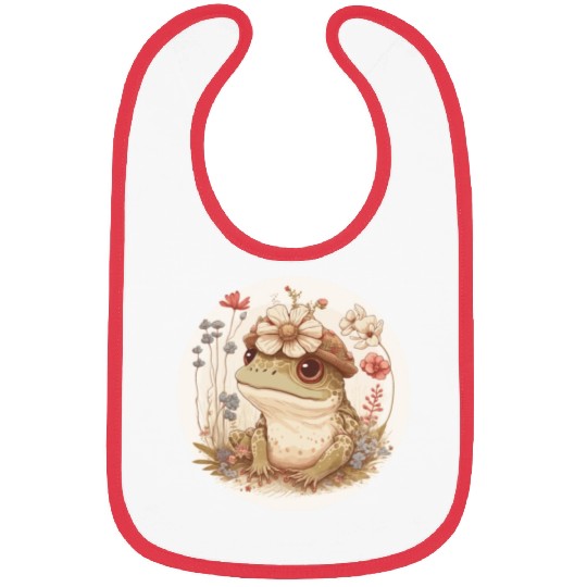 Cottagecore Cute Frog Toad Flower Crown Dark Acade Bibs