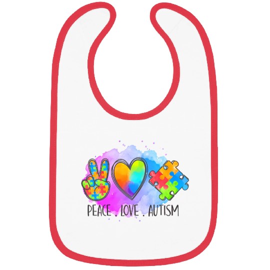 Peace Love Autism Super Cute Puzzle Pieces Autism Bibs