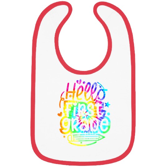 Tie Dye Hello 1st First Grade Back To School First Bibs
