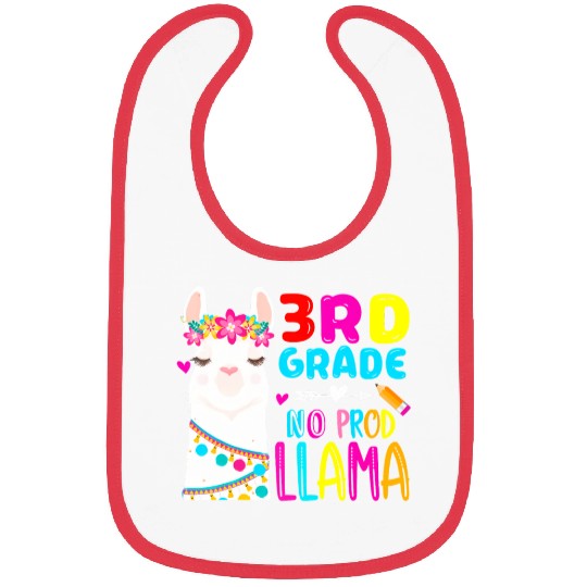 Team 3rd Grade Teacher Rainbow No Prob Llama Back Bibs