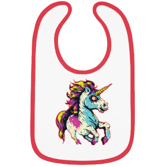 Horror Scary Zombie Unicorn Vintage Bibs
