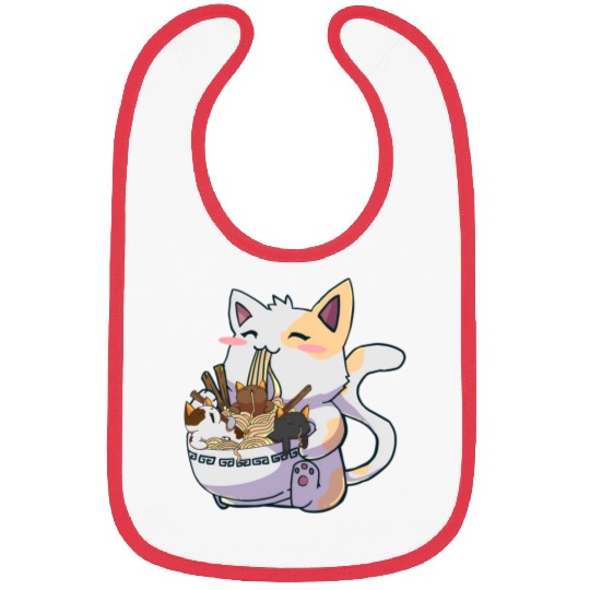 Kawaii Neko Cat Ramen Bowl Anime Japanese Noodles Bibs