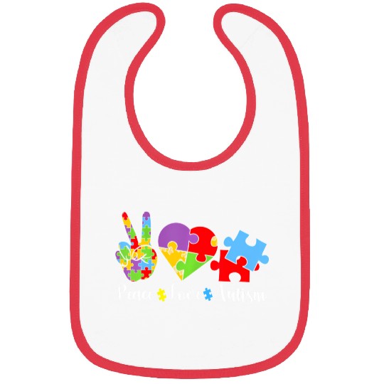 Peace Love Autism Puzzle In April We Wear Blue For Bibs