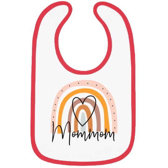 Mommom Rainbow Heart Grandma Mother'S Day Bibs