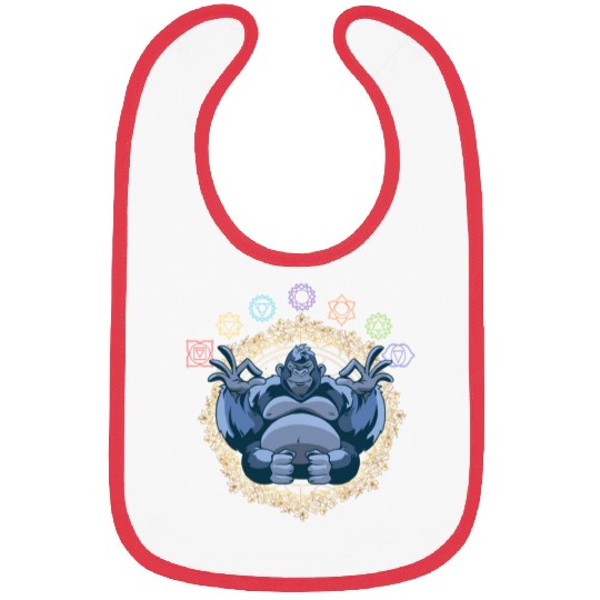 Chakras Meditating Gorilla Ape Monkey Bibs