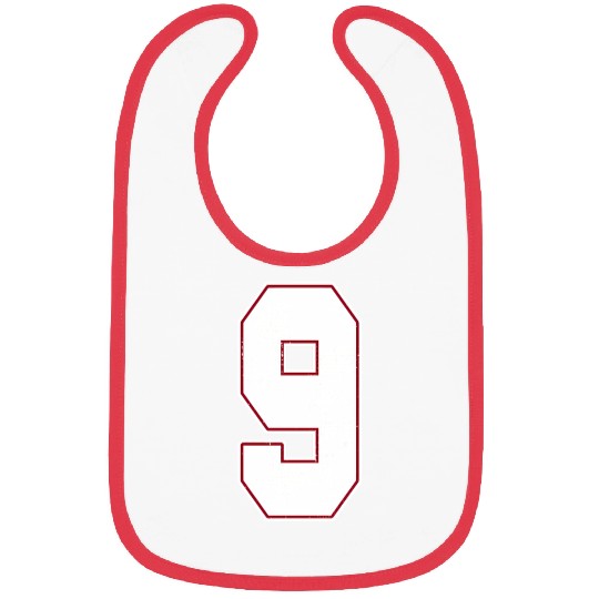 9 Outline Number 9 Varsity Fan Sports Team Black Bibs