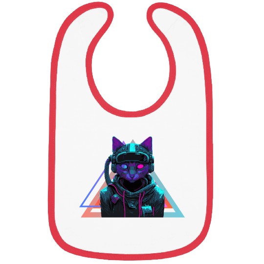 Cyberpunk cat Bibs