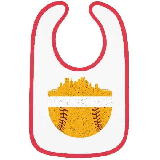 Pittsburgh Baseball Cityscape Distressed Novelty Bibs