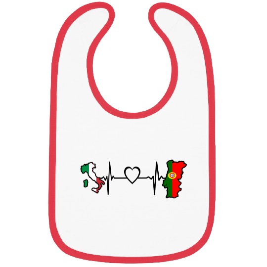 Italy Portugal Flag Italian Portuguese Heartbeat Bibs