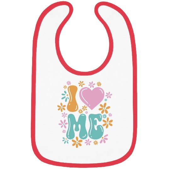 I Love Me Balloon Heart Decor Flower Floral Bibs