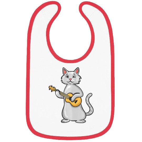 Funny Cat Ukulele Player Uke Lover Bibs