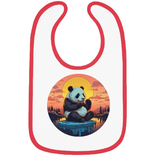 Cute Panda on Ice Floe with Sweets - Sunset Bibs
