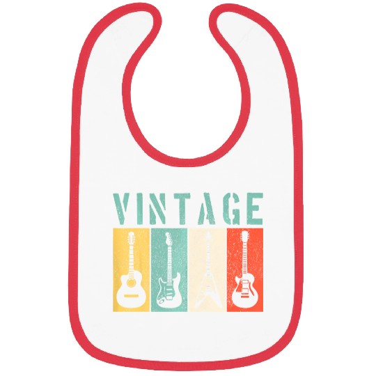 Vintage Guitar Player Retro Guitarist Musician Bibs