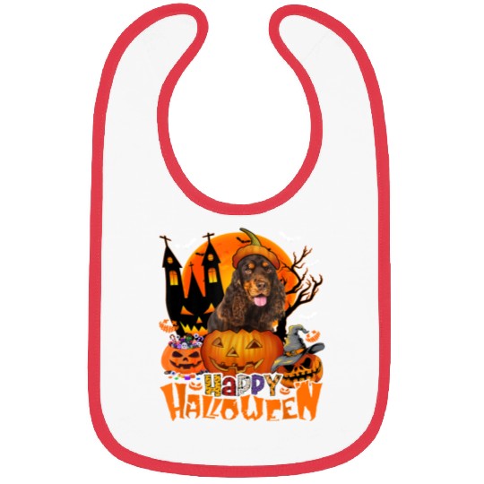 Halloween English Cocker Spaniel In Candy Bibs