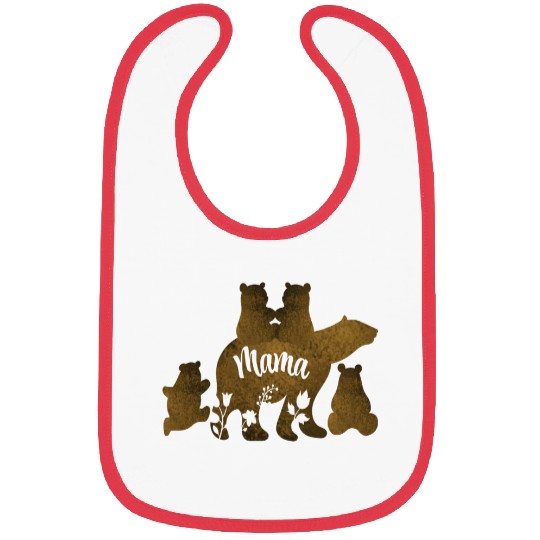 Mama Bear With 4 Cubs Mom of Four Children Gift Bibs