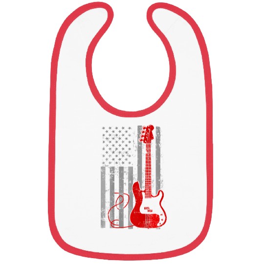 Bass Guitar Bass With American Flag American Bibs