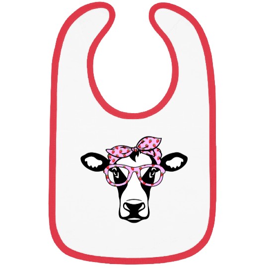 Cow With Bandana Glasses Strawberry Cattle Heifer Bibs