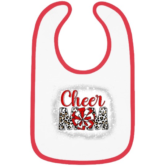 Cheer Mom Leopard Cheerleader Bleached Mother Bibs