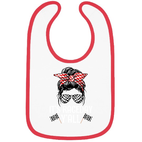 It'S Race Day Y'All Checkered Flag Racing Messy Bibs