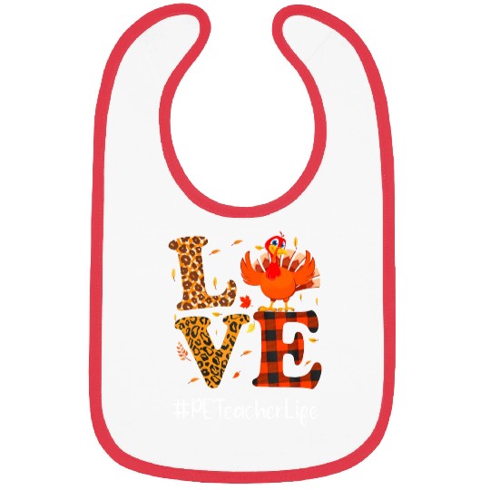 PE Teacher Love Thanksgiving Leopard Turkey Bibs