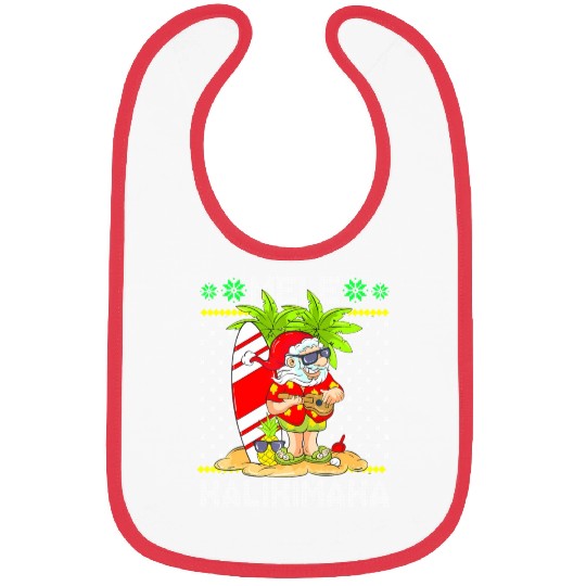 Mele Kalikimaka Santa Claus Surfer Guitar Bibs