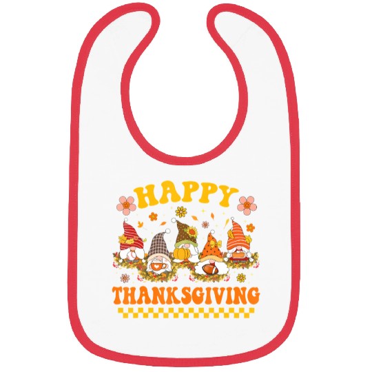 Groovy Cute Gnome Pumpkin Autumn Fall Happy Bibs