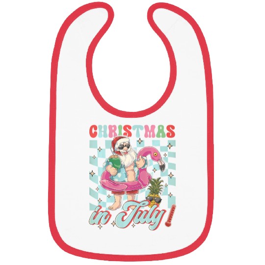 Christmas In July Groovy Santa Flamingo Float Bibs
