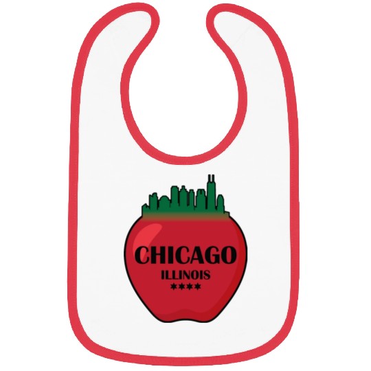 Chicago illinois state city skyline on apple Bibs