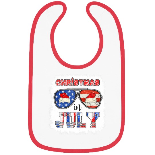 Christmas in July Santa Hat Sunglasses Summer Bibs