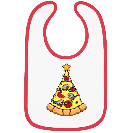 Pizza Christmas Tree Lover Star Xmas Lights Fans Bibs