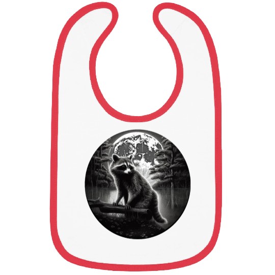 Raccoon Moon Forest Artwork Animal Art Raccoon Bibs