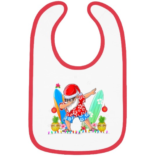 Dabbing Santa Christmas In July Hawaiian Xmas Bibs