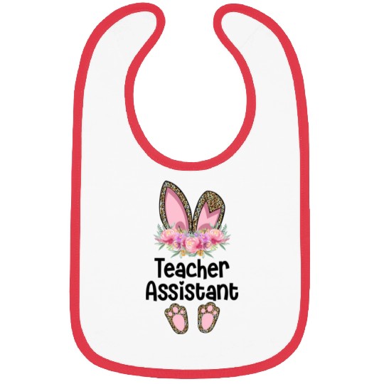 Easter Bunny Ear Teacher Leopard Teacher Assistant Bibs