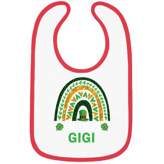 One Lucky Gigi St Patric Day Shamrock Rainbow Bibs