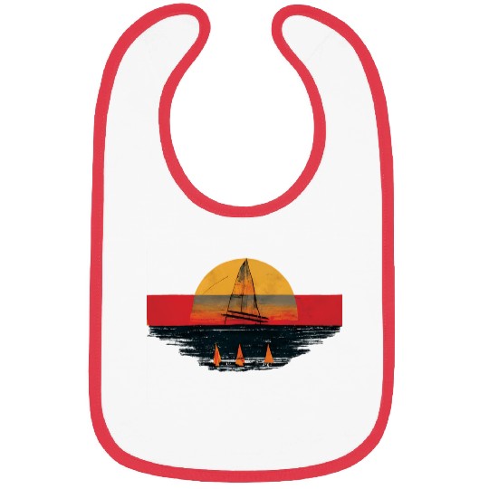 Grunge Sailboat Sunset Painting Sailing Bibs