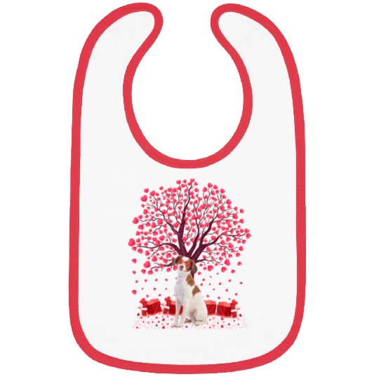 Heart Tree Brittany Spaniel Dog Valentine'S Day Bibs