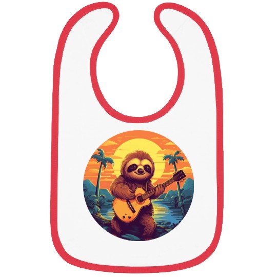 Sloth Guitar Sunset Bibs