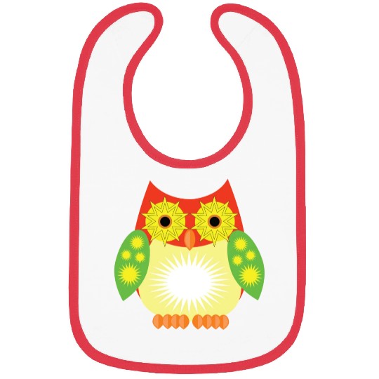 Star Owl Red Yellow Green Bibs
