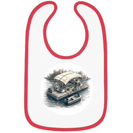 Pontoon boat illustration gifts for boat owners Bibs
